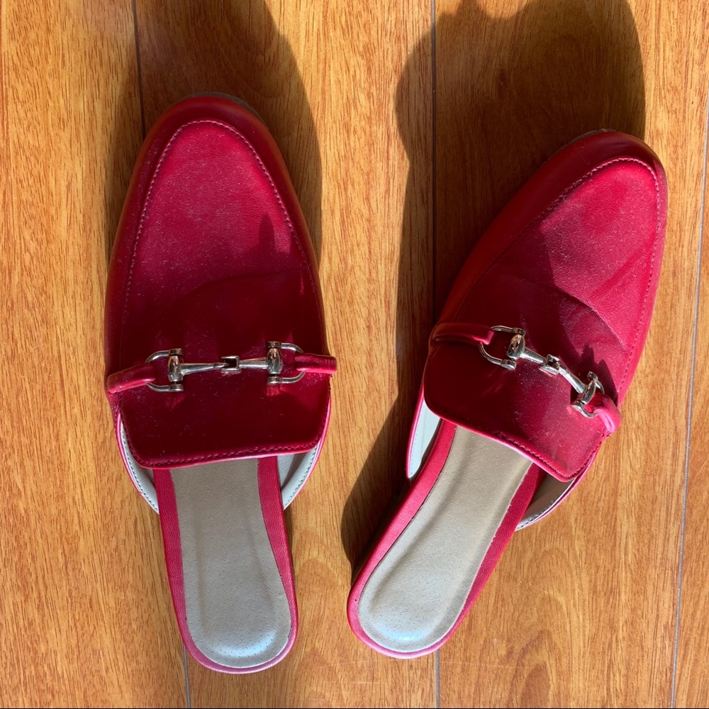 Handmade Red Loafers/Mules - Picture 2 of 4